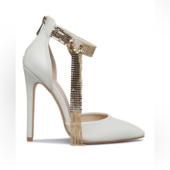 Shoedazzle AYESHA Ankle Strap Chain Stiletto Closed Toe Pump - Picture 3 of 13